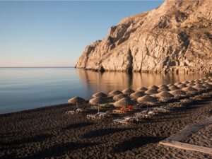 black sandy beaches